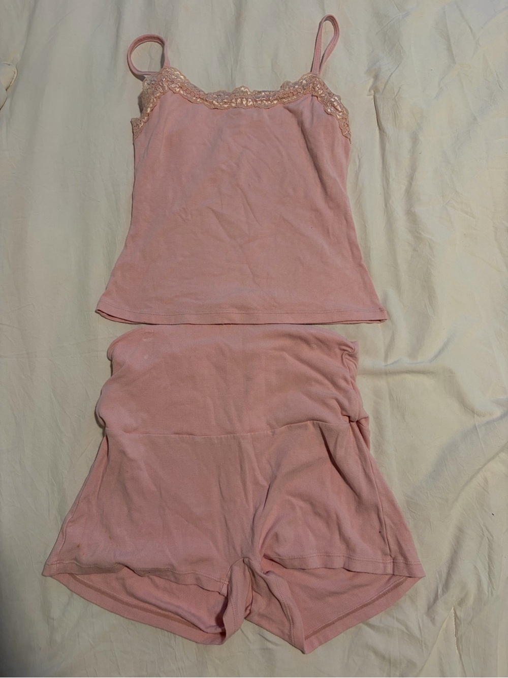 Amazon Blush Pink Lace-Trim Cami & Shorts Pajama Set
